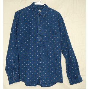 Brooks Brothers Red Fleece Shirt Button Down Blue Paisley Long Sleeves Medium